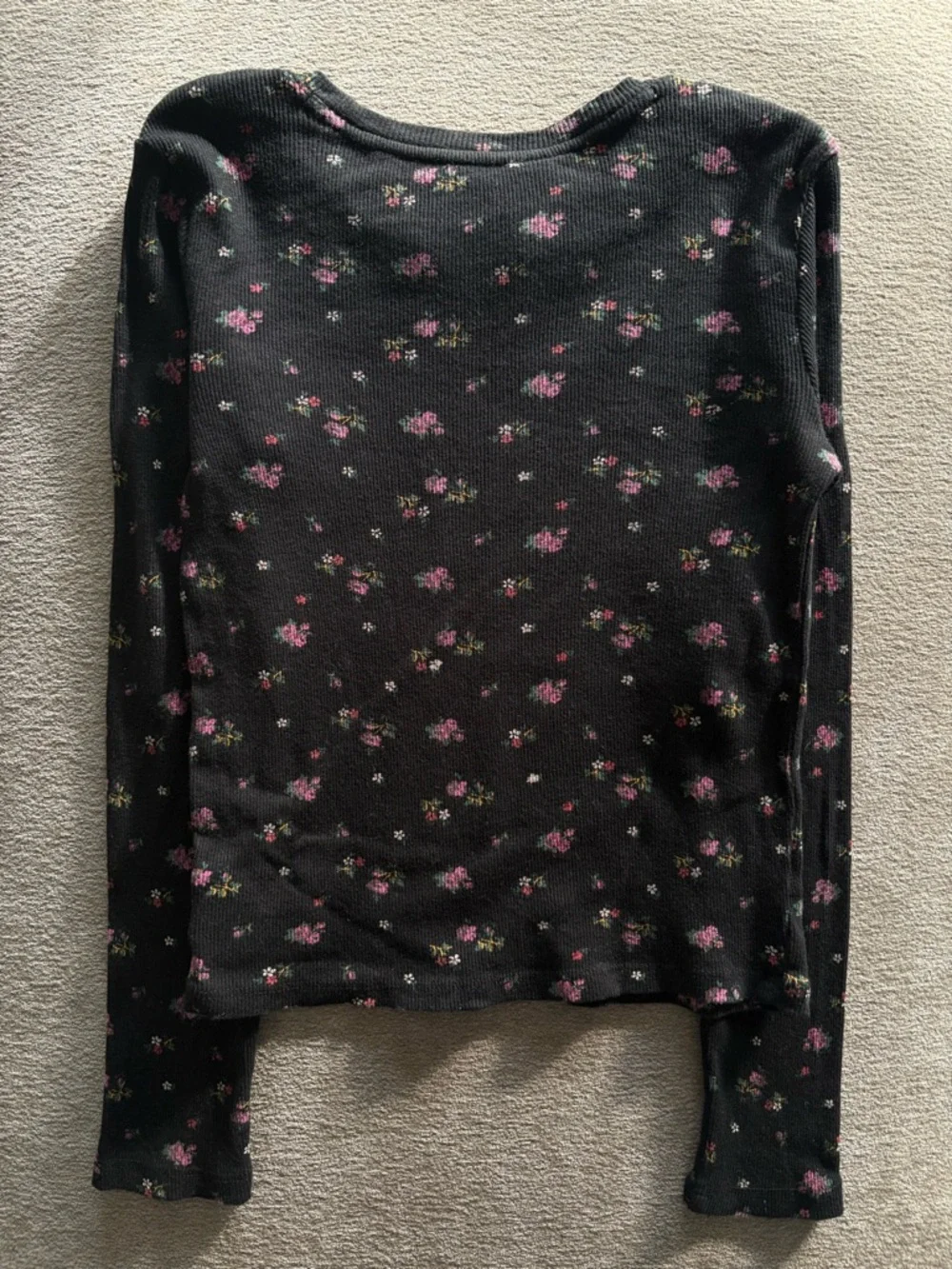 GAP Floral Long Sleeve Ribbed Henley Top